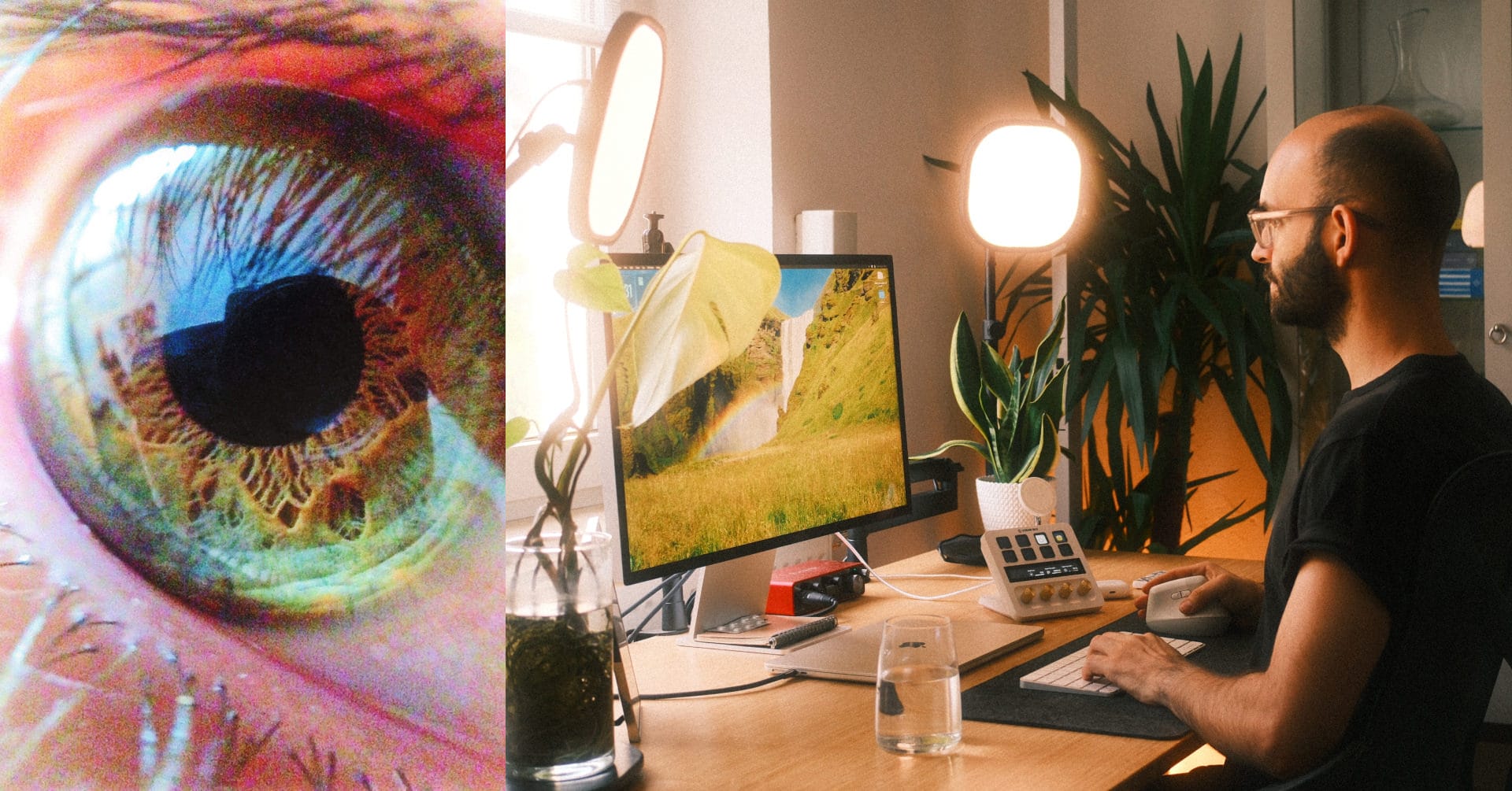 Christos Stavrou arbeitet an seinem Design-Setup - vom UX-Berater zum wenighair-Gründer und KI-Experten